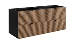 Furnidea Meuble sous vasque à suspendre AURA LOFT 120 cm noir et chêne* Meuble Sous-Vasque