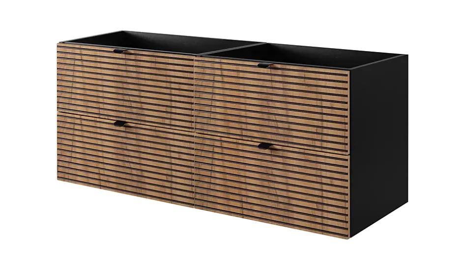 Furnidea Meuble sous vasque à suspendre AURA LOFT 120 cm noir et chêne* Meuble Sous-Vasque