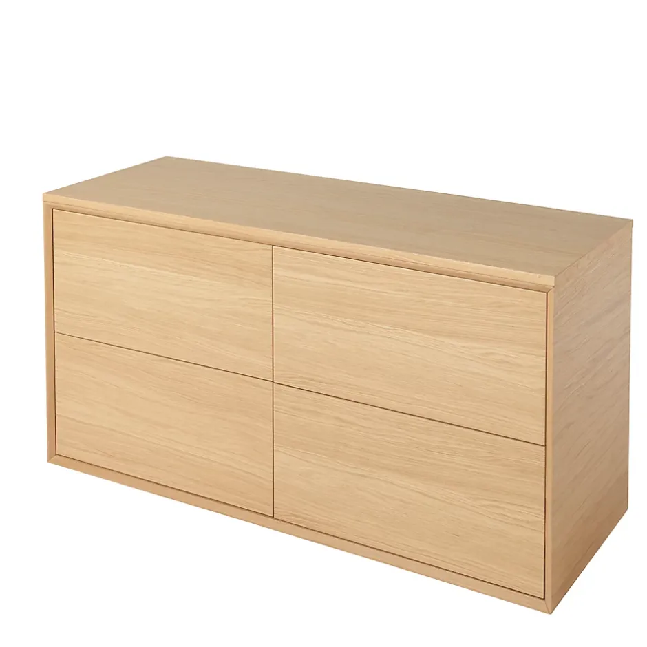 GoodHome Meuble sous vasque à suspendre Avela placage chêne 120 cm + plan de toilette Avela