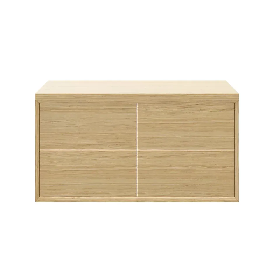 GoodHome Meuble sous vasque à suspendre Avela placage chêne 120 cm + plan de toilette Avela