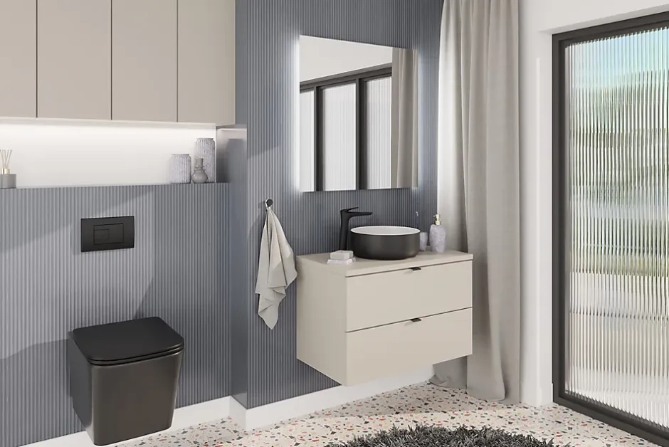 Furnidea Meuble sous vasque à suspendre DALIA CACHEMIRE 80 cm* Meuble Sous Lavabo