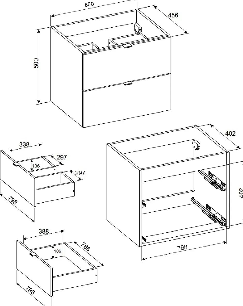 Furnidea Meuble sous vasque à suspendre DALIA CACHEMIRE 80 cm* Meuble Sous Lavabo