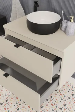 Furnidea Meuble sous vasque à suspendre DALIA CACHEMIRE 80 cm* Meuble Sous Lavabo