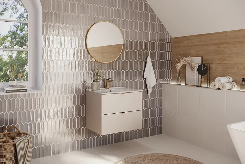 Furnidea Meuble sous vasque à suspendre DALIA CACHEMIRE 60 cm* Meuble Sous Lavabo