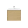GoodHome Meuble sous vasque à suspendre Avela placage chêne 80 cm + plan vasque Nira