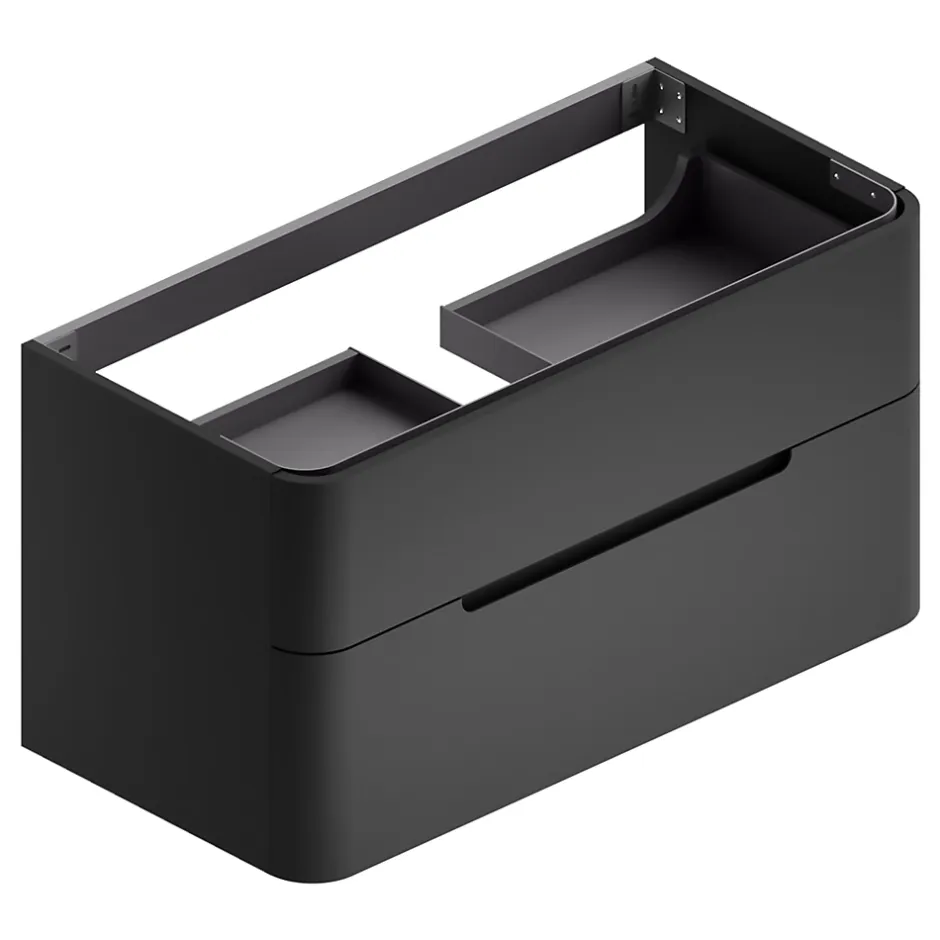 Meuble sous vasque à suspendre Alba noir mat version centre L. 104 x H. 55 x P. 50,5 cm* Meuble Buanderie|Meuble Sous-Vasque