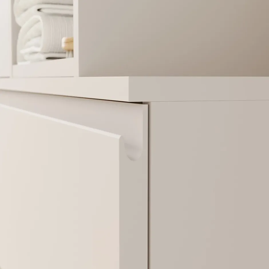 GoodHome Meuble sous vasque 2 tiroirs avec poignées intégrées l.120 x H.60 x P.45 cm beige cachemire Kentia