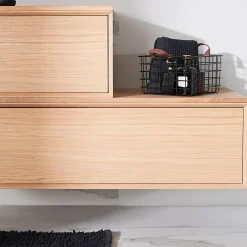 GoodHome Meuble sous vasque 1 tiroir à suspendre Avela placage chêne 100 cm* Meuble Buanderie|Meuble Sous-Vasque
