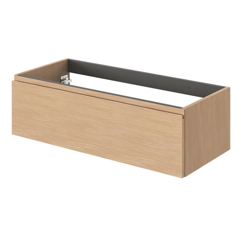 GoodHome Meuble sous vasque 1 tiroir avec poignée intégrée l.100 x H.30 x P.45 cm effet chêne Kentia* Meuble Sous-Vasque