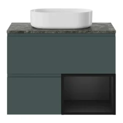 GoodHome Meuble sous vasque 1 tiroir avec poignée intégrée l.80 x H.30 x P.45 cm vert forêt Kentia* Meuble Sous-Vasque