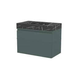 GoodHome Meuble sous vasque 1 tiroir avec poignée intégrée l.80 x H.30 x P.45 cm vert forêt Kentia* Meuble Sous-Vasque