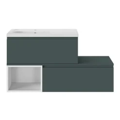 GoodHome Meuble sous vasque 1 tiroir avec poignée intégrée l.80 x H.30 x P.45 cm vert forêt Kentia* Meuble Sous-Vasque