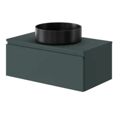 GoodHome Meuble sous vasque 1 tiroir avec poignée intégrée l.80 x H.30 x P.45 cm vert forêt Kentia* Meuble Sous-Vasque