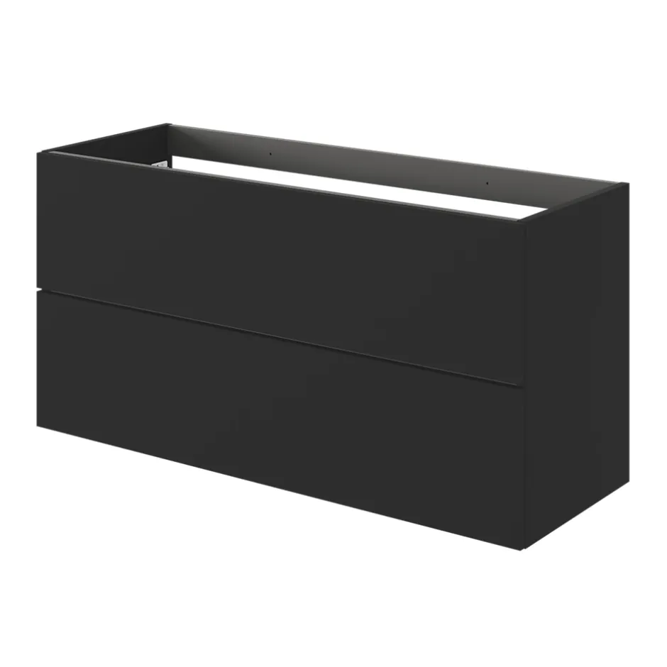 GoodHome Meuble sous vasque 2 tiroirs sans poignées l.120 x H.60 x P.45 cm noir mat Kentia* Meuble Sous-Vasque