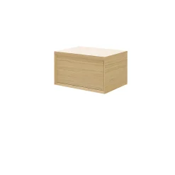 GoodHome Meuble sous vasque 1 tiroir à suspendre Avela placage chêne 60 cm + plan de toilette Avela* Meuble Buanderie