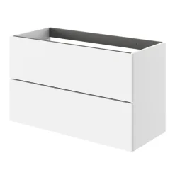 GoodHome Meuble sous vasque 2 tiroirs sans poignées l.100 x H.60 x P.45 cm blanc mat Kentia* Meuble Sous-Vasque