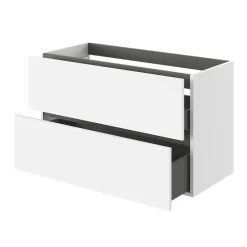 GoodHome Meuble sous vasque 2 tiroirs sans poignées l.100 x H.60 x P.45 cm blanc mat Kentia* Meuble Sous-Vasque