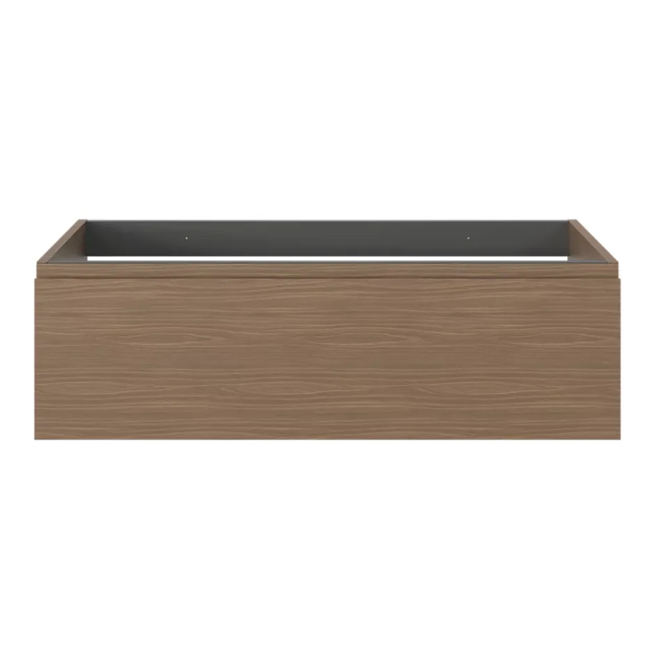 GoodHome Meuble sous vasque 1 tiroir avec poignée intégrée l.100 x H.30 x P.45 cm effet noyer Kentia* Meuble Sous-Vasque