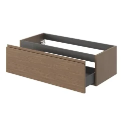 GoodHome Meuble sous vasque 1 tiroir avec poignée intégrée l.100 x H.30 x P.45 cm effet noyer Kentia* Meuble Sous-Vasque