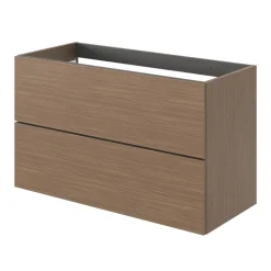 GoodHome Meuble sous vasque 2 tiroirs sans poignées l.100 x H.60 x P.45 cm effet noyer Kentia