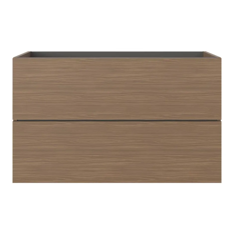GoodHome Meuble sous vasque 2 tiroirs sans poignées l.100 x H.60 x P.45 cm effet noyer Kentia
