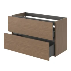 GoodHome Meuble sous vasque 2 tiroirs sans poignées l.100 x H.60 x P.45 cm effet noyer Kentia