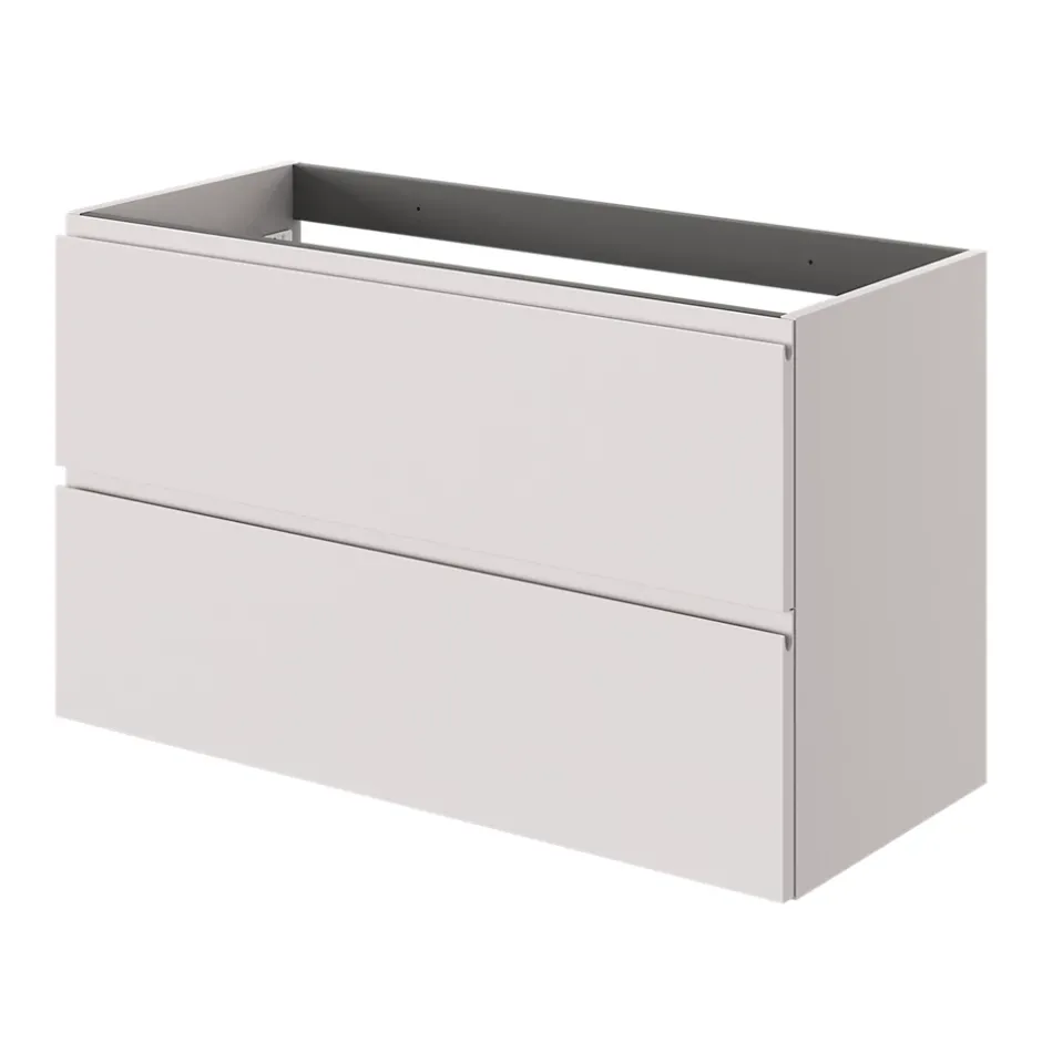 GoodHome Meuble sous vasque 2 tiroirs avec poignées intégrées l.100 x H.60 x P.45 cm beige cachemire Kentia* Meuble Sous-Vasque