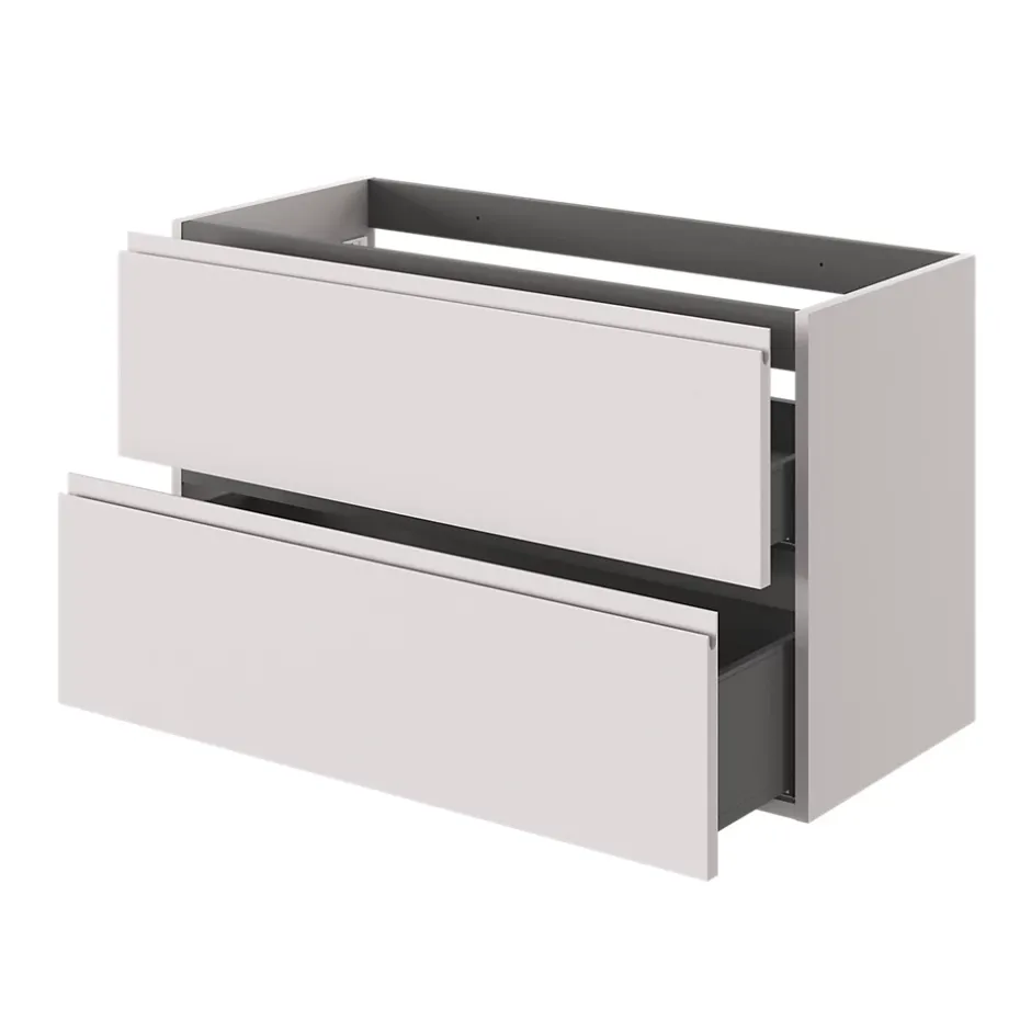 GoodHome Meuble sous vasque 2 tiroirs avec poignées intégrées l.100 x H.60 x P.45 cm beige cachemire Kentia* Meuble Sous-Vasque