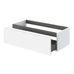 GoodHome Meuble sous vasque 1 tiroir avec poignée intégrée l.100 x H.30 x P.45 cm blanc mat Kentia* Meuble Sous-Vasque
