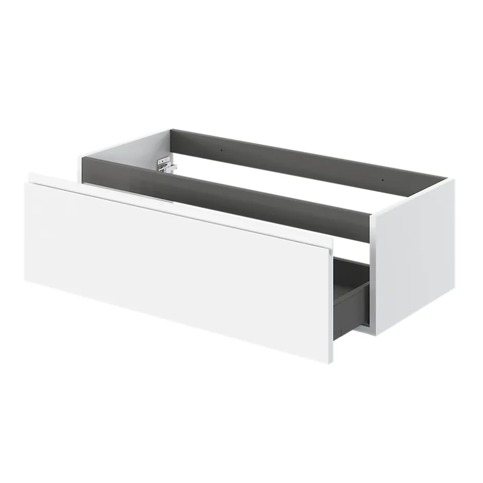 GoodHome Meuble sous vasque 1 tiroir avec poignée intégrée l.100 x H.30 x P.45 cm blanc mat Kentia* Meuble Sous-Vasque