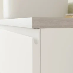 GoodHome Meuble sous vasque 1 tiroir avec poignée intégrée l.100 x H.30 x P.45 cm blanc mat Kentia* Meuble Sous-Vasque
