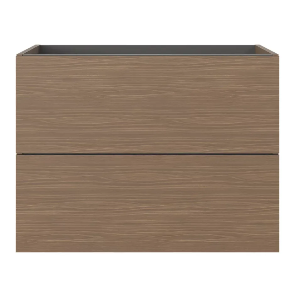 GoodHome Meuble sous vasque 2 tiroirs sans poignées l.80 x H.60 x P.45 cm effet noyer Kentia