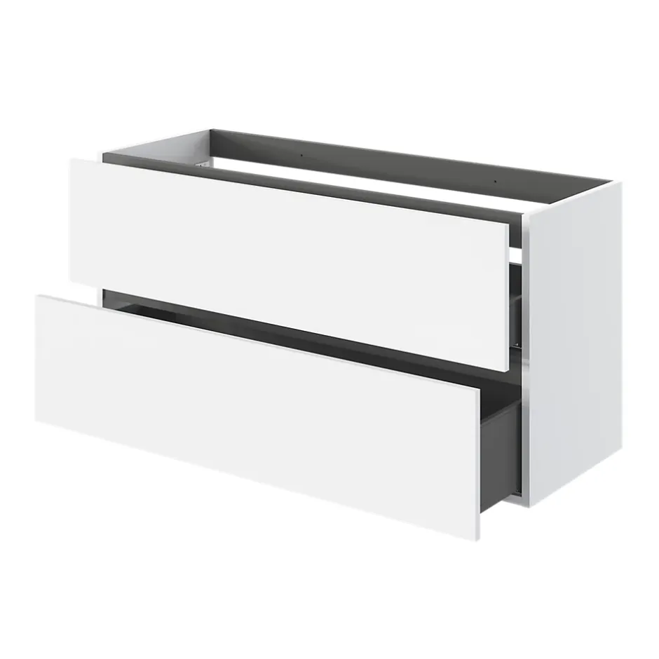 GoodHome Meuble sous vasque 2 tiroirs sans poignées l.120 x H.60 x P.45 cm blanc mat Kentia