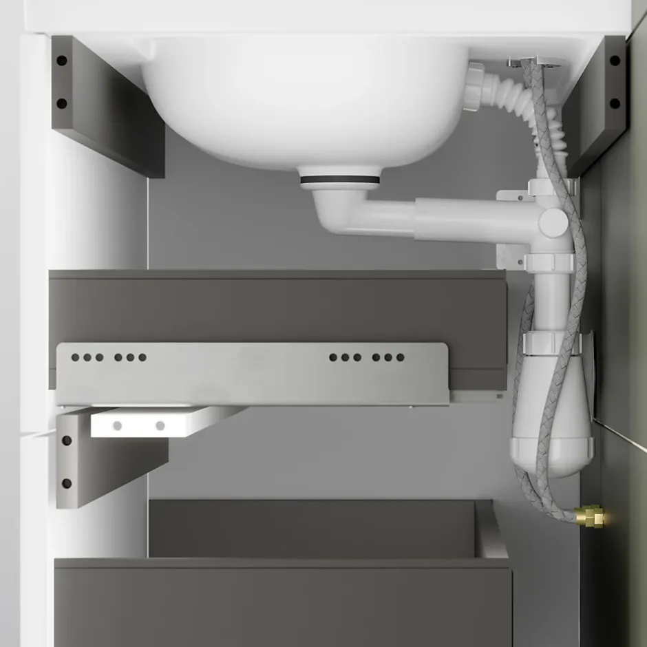 GoodHome Meuble sous vasque 2 tiroirs sans poignées l.120 x H.60 x P.45 cm blanc mat Kentia