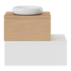GoodHome Meuble sous vasque 1 tiroir avec poignée intégrée l.80 x H.30 x P.45 cm blanc mat Kentia