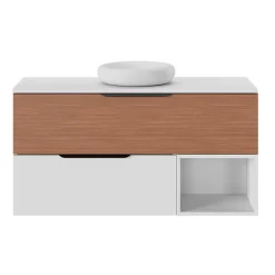 GoodHome Meuble sous vasque 1 tiroir avec poignée intégrée l.80 x H.30 x P.45 cm blanc mat Kentia