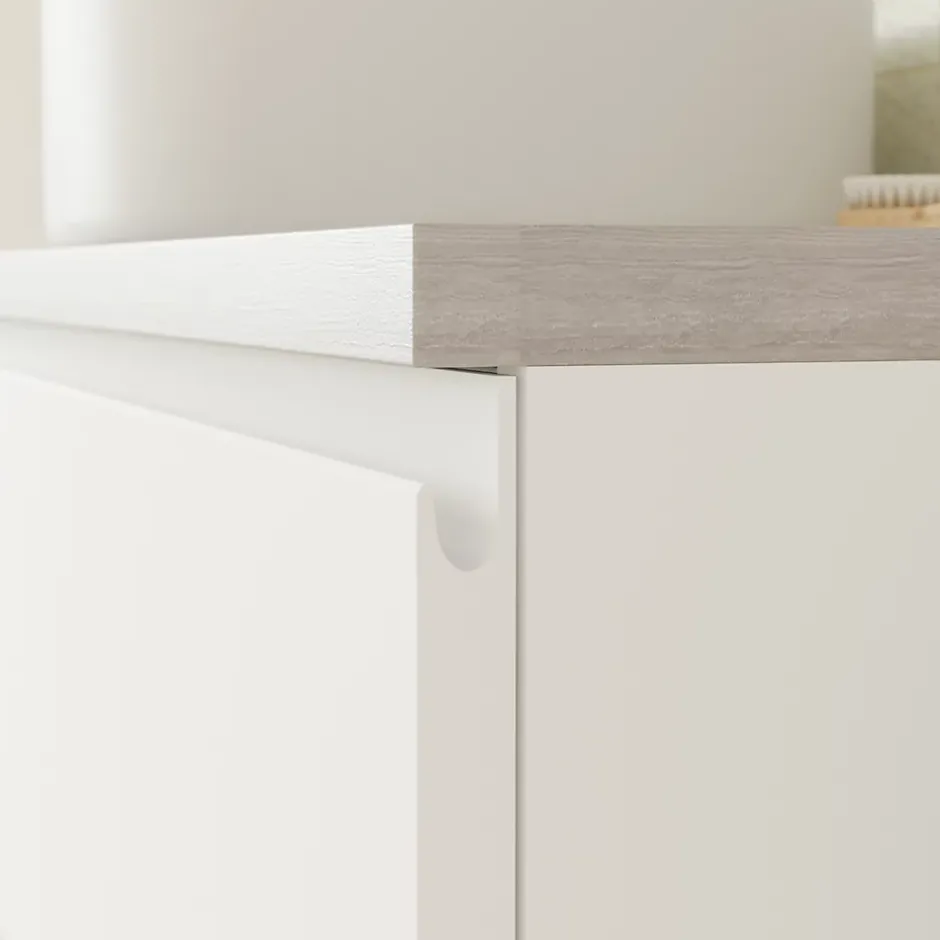 GoodHome Meuble sous vasque 2 tiroirs avec poignées intégrées l.100 x H.60 x P.45 cm blanc mat Kentia