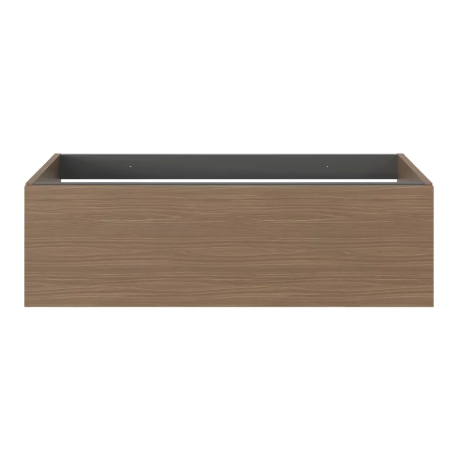 GoodHome Meuble sous vasque 1 tiroir sans poignée l.100 x H.30 x P.45 cm effet noyer Kentia