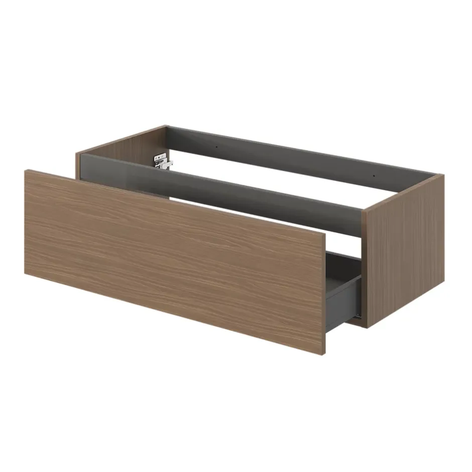 GoodHome Meuble sous vasque 1 tiroir sans poignée l.100 x H.30 x P.45 cm effet noyer Kentia