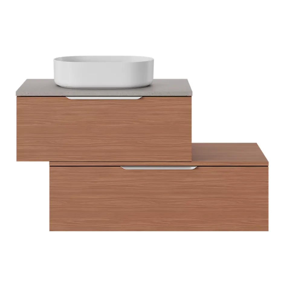 GoodHome Meuble sous vasque 1 tiroir sans poignée l.100 x H.30 x P.45 cm effet noyer Kentia
