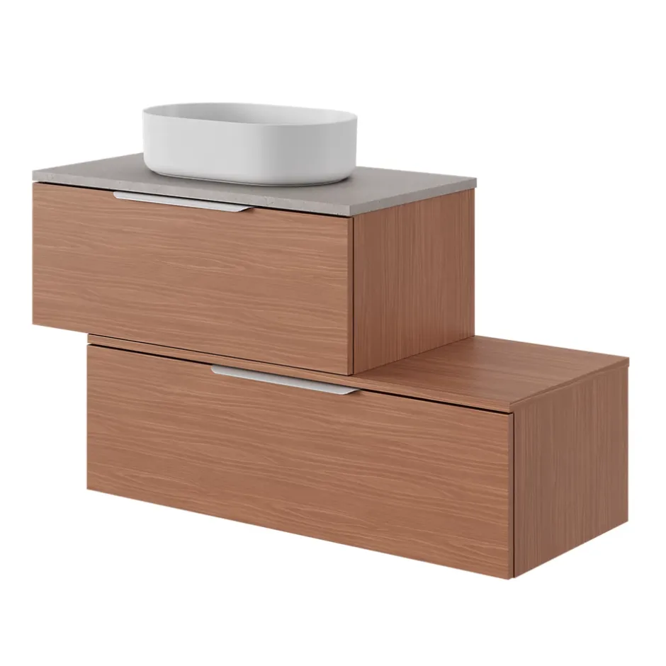 GoodHome Meuble sous vasque 1 tiroir sans poignée l.100 x H.30 x P.45 cm effet noyer Kentia