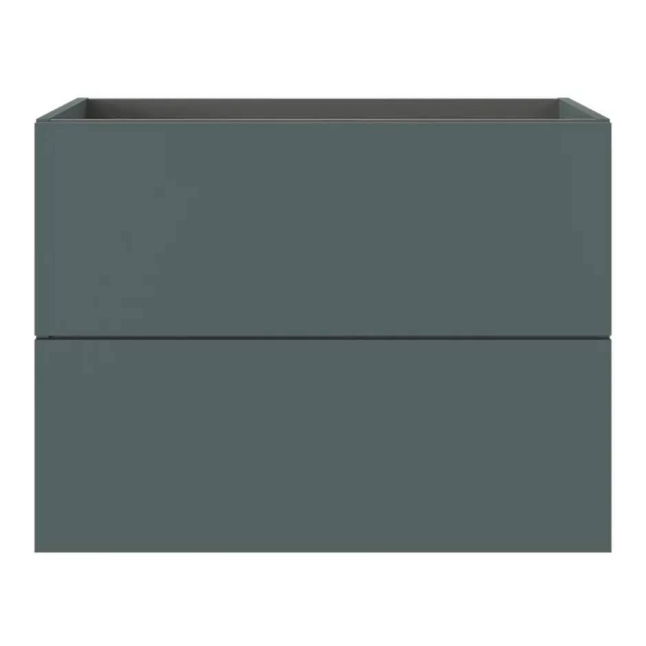 GoodHome Meuble sous vasque 2 tiroirs sans poignées l.80 x H.60 x P.45 cm vert forêt Kentia