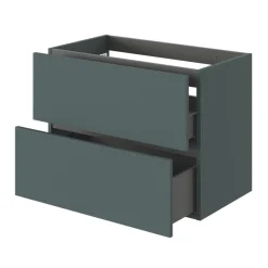 GoodHome Meuble sous vasque 2 tiroirs sans poignées l.80 x H.60 x P.45 cm vert forêt Kentia