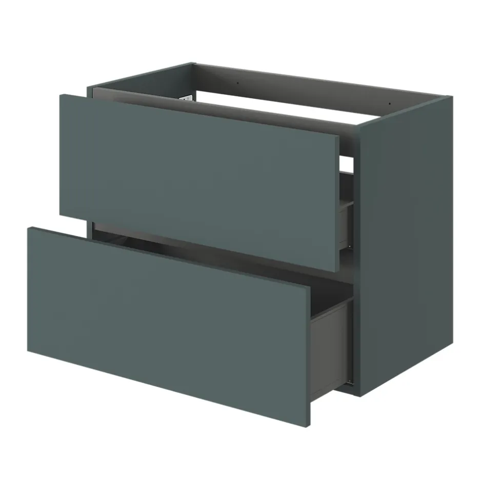 GoodHome Meuble sous vasque 2 tiroirs sans poignées l.80 x H.60 x P.45 cm vert forêt Kentia