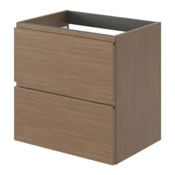 GoodHome Meuble sous vasque 2 tiroirs avec poignées intégrées l.60 x H.60 x P.45 cm effet noyer Kentia* Meuble Sous-Vasque
