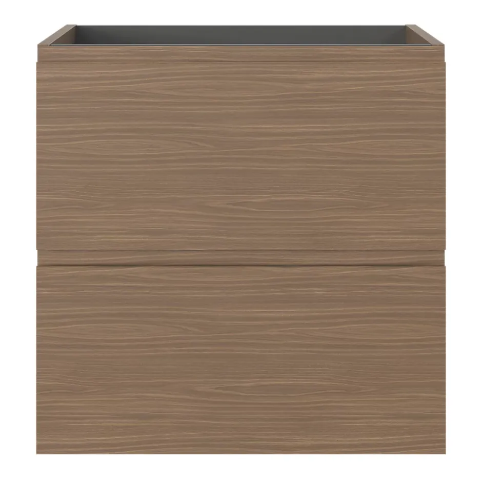 GoodHome Meuble sous vasque 2 tiroirs avec poignées intégrées l.60 x H.60 x P.45 cm effet noyer Kentia* Meuble Sous-Vasque