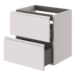 GoodHome Meuble sous vasque 2 tiroirs avec poignées intégrées l.60 x H.60 x P.45 cm beige cachemire Kentia* Meuble Sous-Vasque