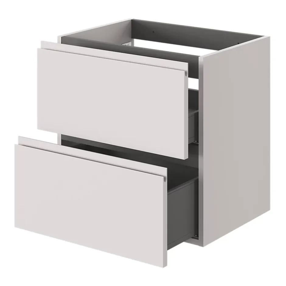 GoodHome Meuble sous vasque 2 tiroirs avec poignées intégrées l.60 x H.60 x P.45 cm beige cachemire Kentia* Meuble Sous-Vasque
