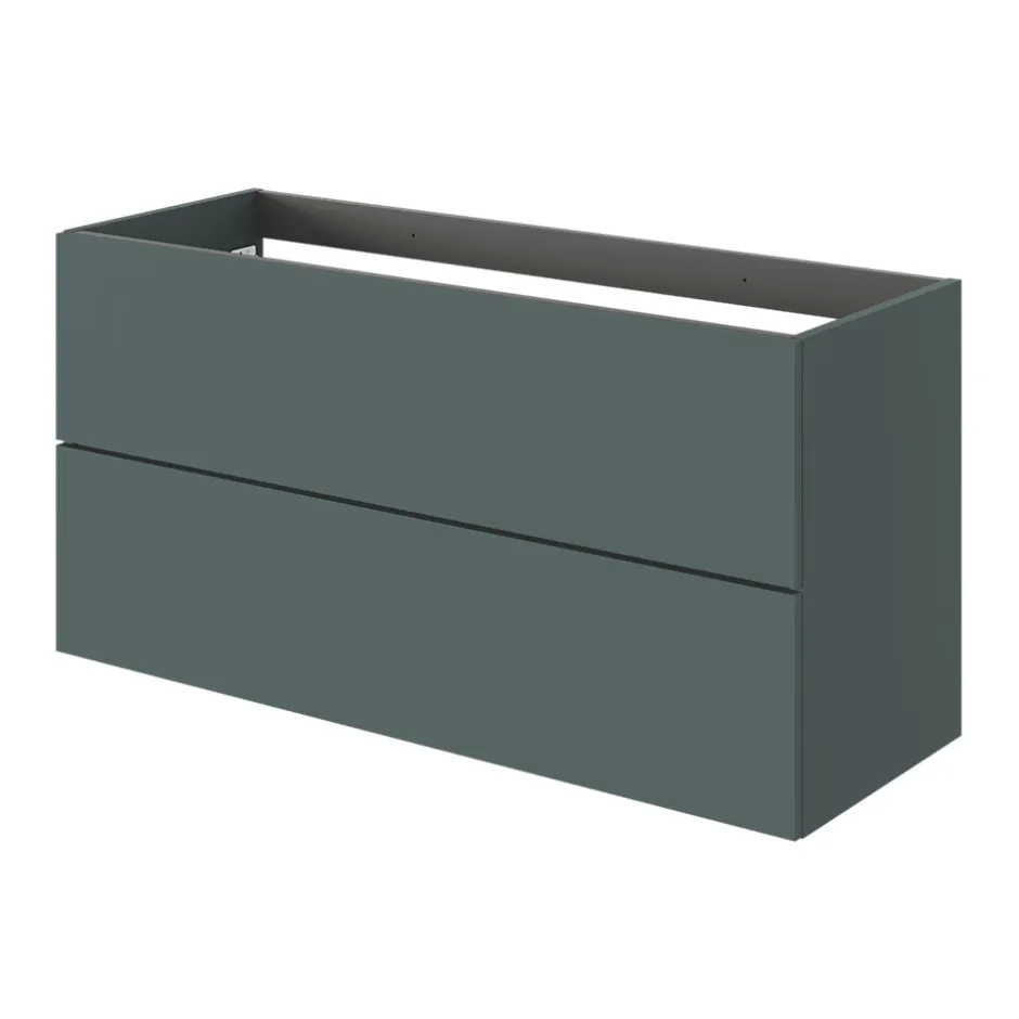 GoodHome Meuble sous vasque 2 tiroirs sans poignées l.120 x H.60 x P.45 cm vert forêt Kentia