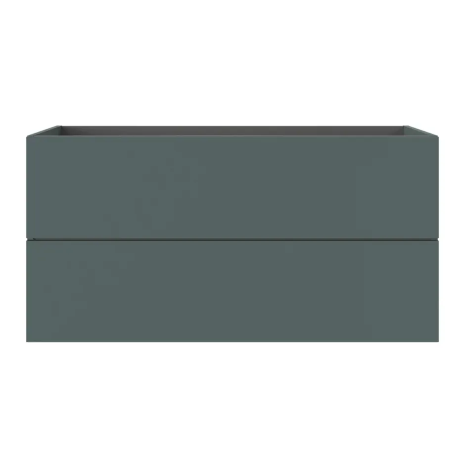 GoodHome Meuble sous vasque 2 tiroirs sans poignées l.120 x H.60 x P.45 cm vert forêt Kentia